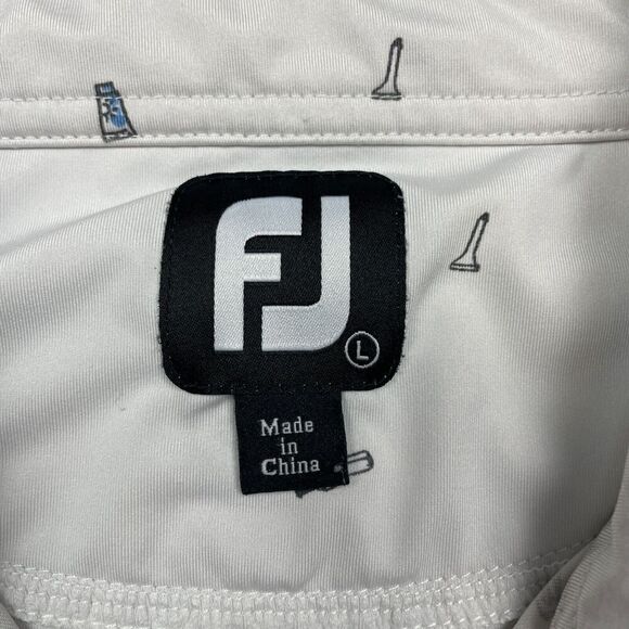 FootJoy Polo Shirt Mens Large White AOP Golfer Stretch Short Sleeve - Picture 4 of 12